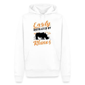 Easily distracted by Rhinos Nashorn - Männer Premium Bio Hoodie - Weiß - Vorne - Nico (187cm)
