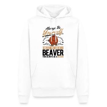 Soyez toujours vous-même Castor Castor Beaver Dam - Sweat à capuche Premium bio Homme - blanc - Devant - Nico (187cm)