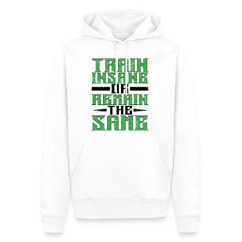 Train Insane Or Remain The Same 7 - Männer Premium Bio Hoodie - Weiß - Vorne - Nico (187cm)