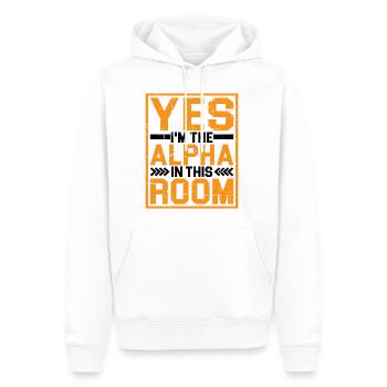 Oui, je suis l’Alpha dans cette pièce 12 - Sweat à capuche Premium bio Homme - blanc - Devant - Nico (187cm)