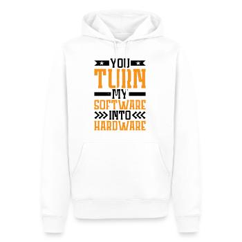 You Turn My Software Into Hardware 7 - Men’s Premium Organic Hoodie - white - Front - Nico (187cm)