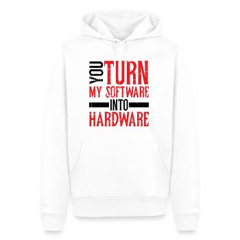 Vous transformez mon logiciel en matériel 8 - Sweat à capuche Premium bio Homme - blanc - Devant - Nico (187cm)