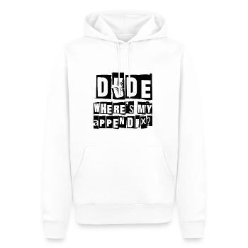 Dude Where's My Appendix - Men’s Premium Organic Hoodie - white - Front - Nico (187cm)