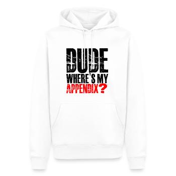 Dude Where's My Appendix 3 - Men’s Premium Organic Hoodie - white - Front - Nico (187cm)