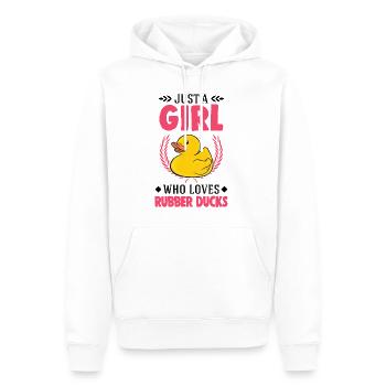 Canard en caoutchouc Fille Canard couinant Canard de bain - Sweat à capuche Premium bio Homme - blanc - Devant - Nico (187cm)