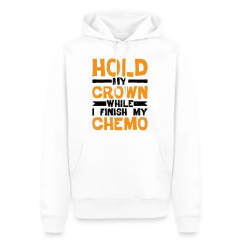 Tenez ma couronne pendant que je termine ma chimio 31 - Sweat à capuche Premium bio Homme - blanc - Devant - Nico (187cm)