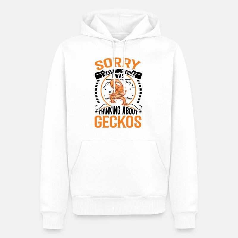 Gecko Cadeau Léopard Gecko - Sweat à capuche Premium bio Homme - blanc