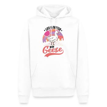 Life is better with geese goose breeders - Men’s Premium Organic Hoodie - white - Front - Nico (187cm)