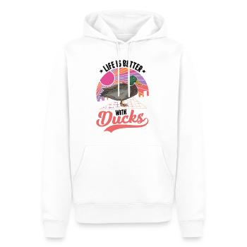 Das Leben ist besser mit Enten - Männer Premium Bio Hoodie - Weiß - Vorne - Nico (187cm)