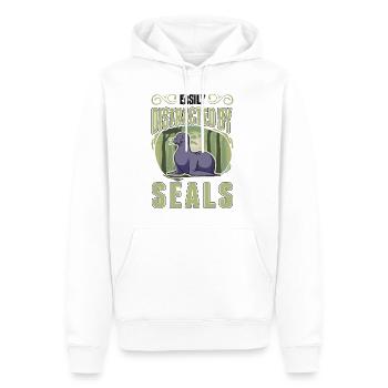 Easily distracted by Seal Robbe Sea Lion - Men’s Premium Organic Hoodie - white - Front - Nico (187cm)