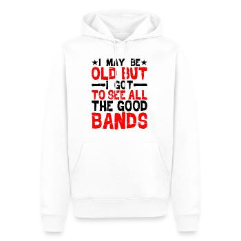 I May Be Old But I Got To See All The Good Bands11 - Men’s Premium Organic Hoodie - white - Front - Nico (187cm)