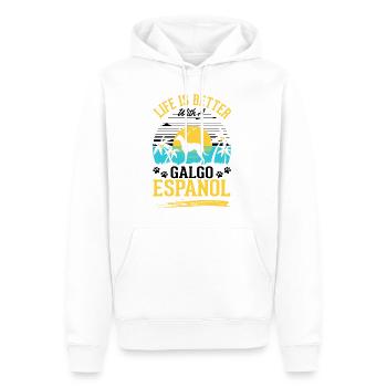 Life is better with a Galgo Espanol - Men’s Premium Organic Hoodie - white - Front - Nico (187cm)
