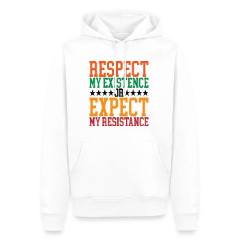 Respecter mon existence ou attendre ma résistance 13 - Sweat à capuche Premium bio Homme - blanc - Devant - Nico (187cm)