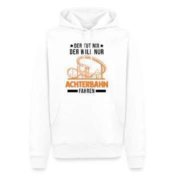 Der tut nix Der will nur Achterbahn fahren - Männer Premium Bio Hoodie - Weiß - Vorne - Nico (187cm)
