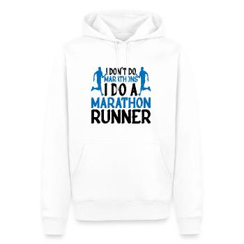 Je ne fais pas de marathons, je fais un coureur de marathon - Sweat à capuche Premium bio Homme - blanc - Devant - Nico (187cm)