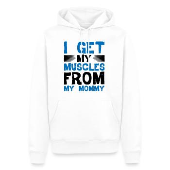 Je tiens mes muscles de ma maman - Sweat à capuche Premium bio Homme - blanc - Devant - Nico (187cm)