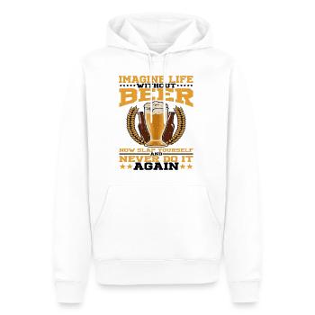 Imagine Life Without Beer, Now Slap Yourself 3 - Men’s Premium Organic Hoodie - white - Front - Nico (187cm)