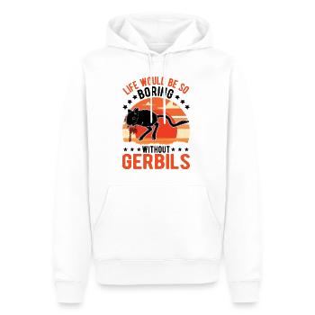 Gerbil Geschenk Mongolische Rennratte Rennmaus - Männer Premium Bio Hoodie - Weiß - Vorne - Nico (187cm)