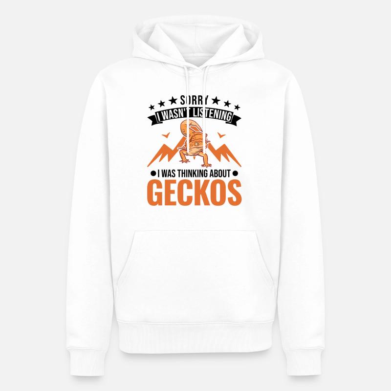 Gecko Cadeau Léopard Gecko - Sweat à capuche Premium bio Homme - blanc