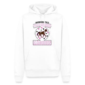 Verrücktes Trakehner Mädchen - Männer Premium Bio Hoodie - Weiß - Vorne - Nico (187cm)