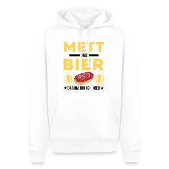 Mett et la bière C’est pourquoi je suis ici Mettbrötchen - Sweat à capuche Premium bio Homme - blanc - Devant - Nico (187cm)