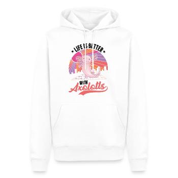 Das Leben ist besser mit Axolotls - Männer Premium Bio Hoodie - Weiß - Vorne - Nico (187cm)