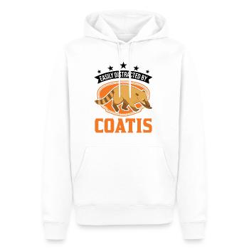 Facilement distrait par Coatis coati - Sweat à capuche Premium bio Homme - blanc - Devant - Nico (187cm)