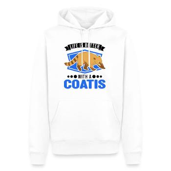 La vie est meilleure avec un coati - Sweat à capuche Premium bio Homme - blanc - Devant - Nico (187cm)