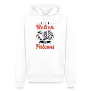 Das Leben ist besser mit Falken Falkner - Männer Premium Bio Hoodie - Weiß - Vorne - Nico (187cm)