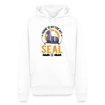Zuhause ist wo meine Robbe ist Seehund Seelöwe - Männer Premium Bio Hoodie - Weiß - Vorne - Nico (187cm)