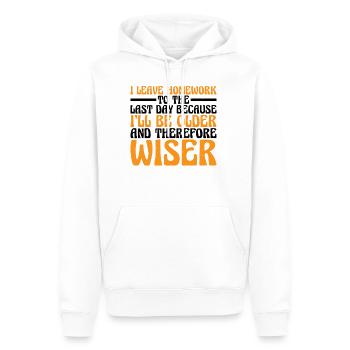 Je laisse les devoirs jusqu’au dernier jour 3 - Sweat à capuche Premium bio Homme - blanc - Devant - Nico (187cm)