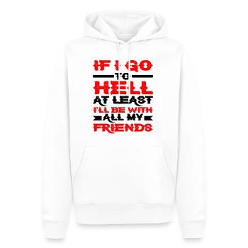 Au moins, je serai avec tous mes amis - Sweat à capuche Premium bio Homme - blanc - Devant - Nico (187cm)