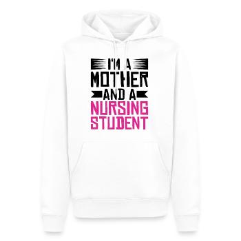 Je suis une mère et une étudiante infirmière - Sweat à capuche Premium bio Homme - blanc - Devant - Nico (187cm)