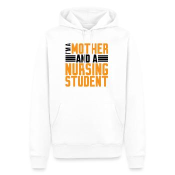 Je suis une mère et une étudiante infirmière 2 - Sweat à capuche Premium bio Homme - blanc - Devant - Nico (187cm)