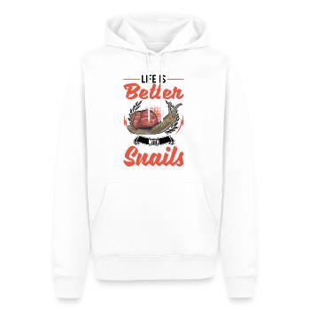 Das Leben ist besser mit einer Schnecke - Männer Premium Bio Hoodie - Weiß - Vorne - Nico (187cm)