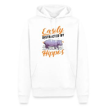Facilement distrait par Hippos Hippo Hippo Hippopotame - Sweat à capuche Premium bio Homme - blanc - Devant - Nico (187cm)