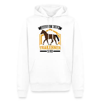 Zuhause ist wo mein Trakehner sind - Männer Premium Bio Hoodie - Weiß - Vorne - Nico (187cm)