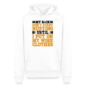 Mon dos ne commence pas à me faire mal avant le travail - Sweat à capuche Premium bio Homme - blanc - Devant - Nico (187cm)