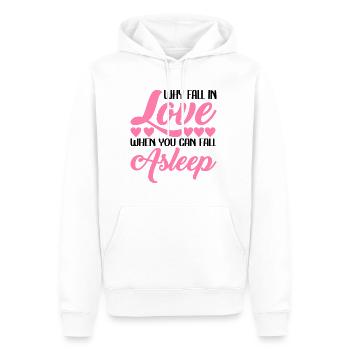 Why Fall In Love When You Can Fall Asleep 2 - Men’s Premium Organic Hoodie - white - Front - Nico (187cm)