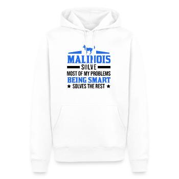 Cadeau Malinois Berger Belge - Sweat à capuche Premium bio Homme - blanc - Devant - Nico (187cm)
