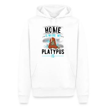 Zuhause ist wo mein Schnabeltier ist - Männer Premium Bio Hoodie - Weiß - Vorne - Nico (187cm)
