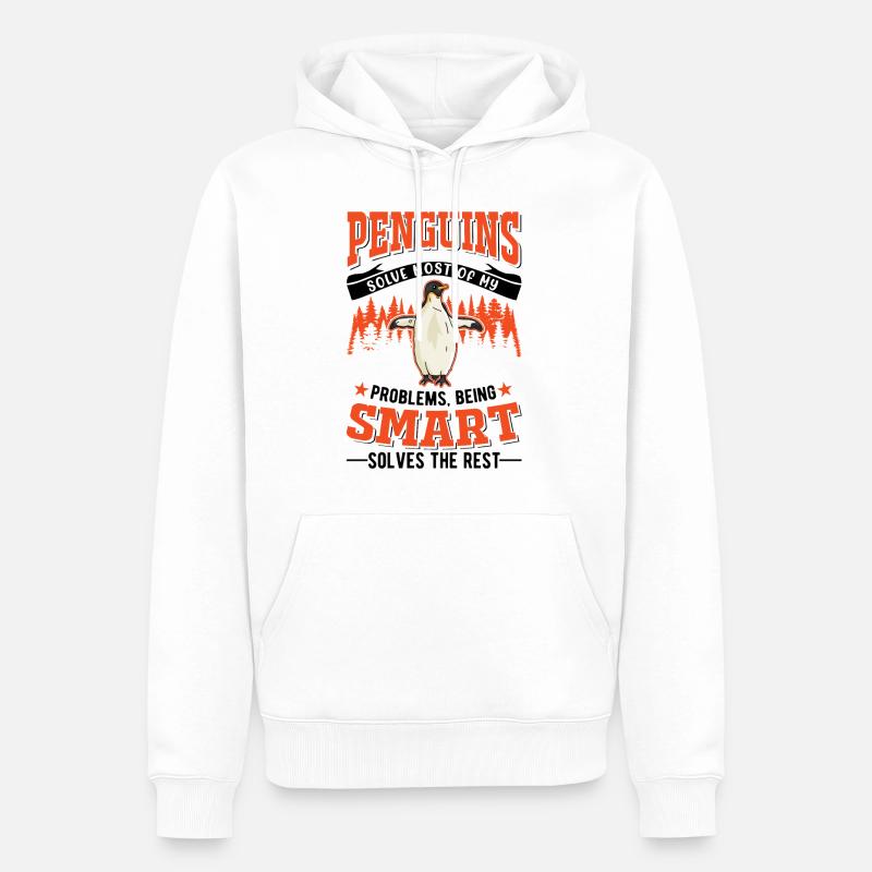 Pingouin Cadeau Pingouin - Sweat à capuche Premium bio Homme - blanc