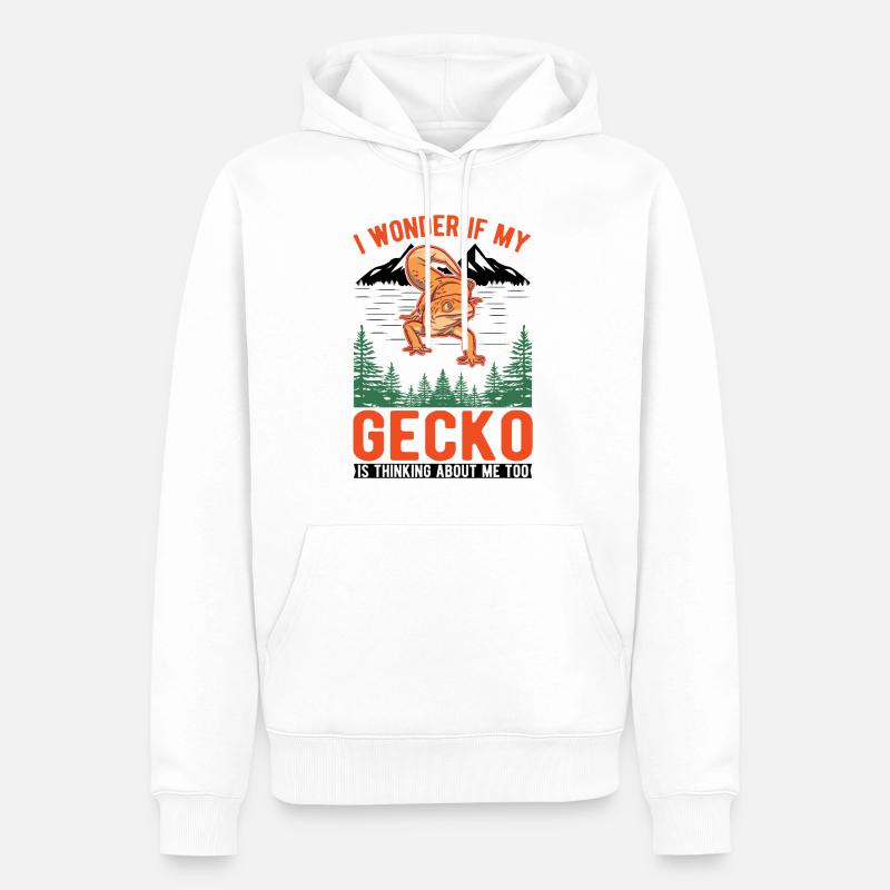 Gecko Cadeau Léopard Gecko - Sweat à capuche Premium bio Homme - blanc