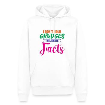 Je n’ai pas de rancune, je me souviens des faits 2 - Sweat à capuche Premium bio Homme - blanc - Devant - Nico (187cm)