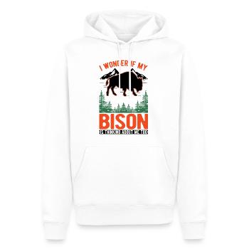 Buffalo Gift Bison Buffallo Buffle d’eau - Sweat à capuche Premium bio Homme - blanc - Devant - Nico (187cm)