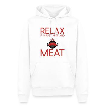 Détendez-vous, c’est juste de la chaleur et de la viande 2 - Sweat à capuche Premium bio Homme - blanc - Devant - Nico (187cm)