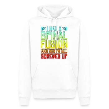 J’ai eu une fusion vertébrale, et maintenant je suis tout foutu - Sweat à capuche Premium bio Homme - blanc - Devant - Nico (187cm)