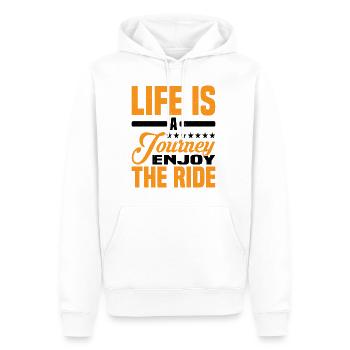 La vie est un voyage, profitez de la balade 2 - Sweat à capuche Premium bio Homme - blanc - Devant - Nico (187cm)