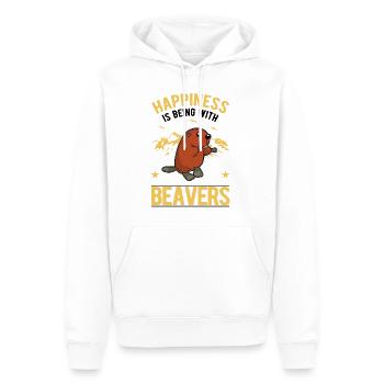 Happiness is being with Beavers Biber - Männer Premium Bio Hoodie - Weiß - Vorne - Nico (187cm)