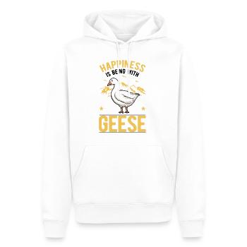 Oies Bonheur Amoureux de l’oie Éleveurs d’oies - Sweat à capuche Premium bio Homme - blanc - Devant - Nico (187cm)